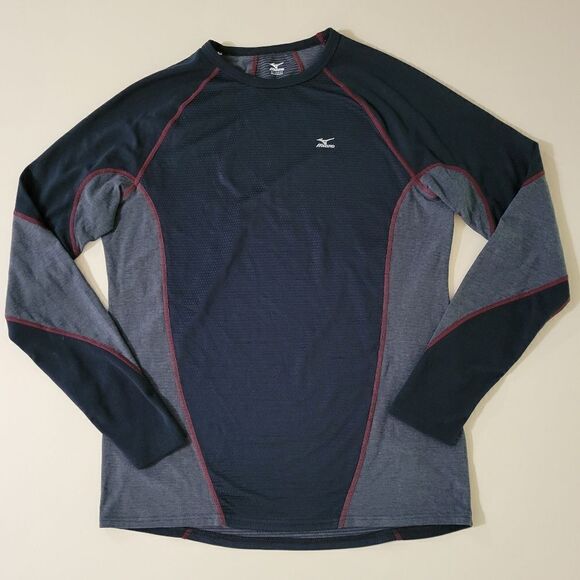 Mizuno Men's BREATH THERMO® Long Sleeve Black Crewneck Pullover Performance Top - Picture 1 of 12